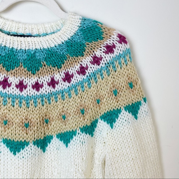 Vintage Chunky Knit Fair Isle Grandma Sweater - Picture 2 of 6